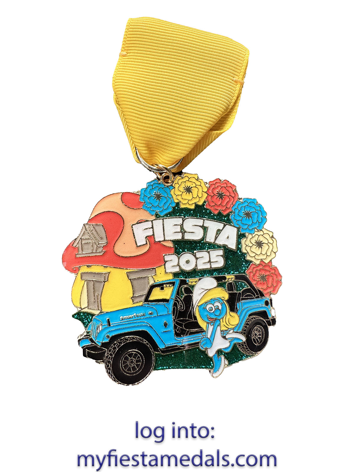 Smurfette with a jeep